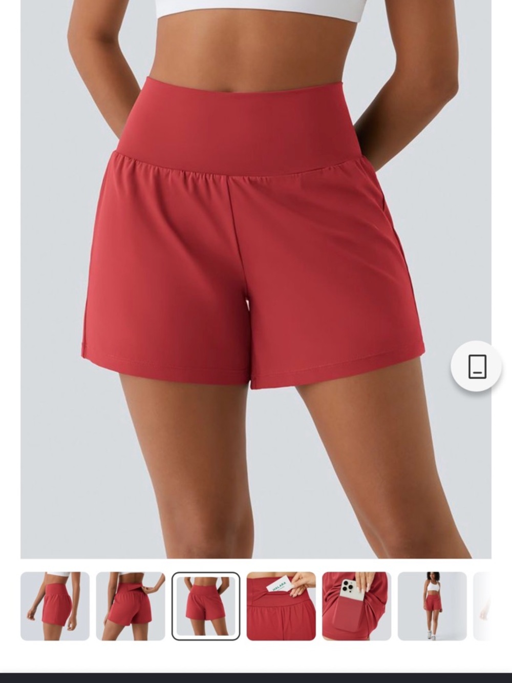 HALARA High-Waist Red Athletic Shorts